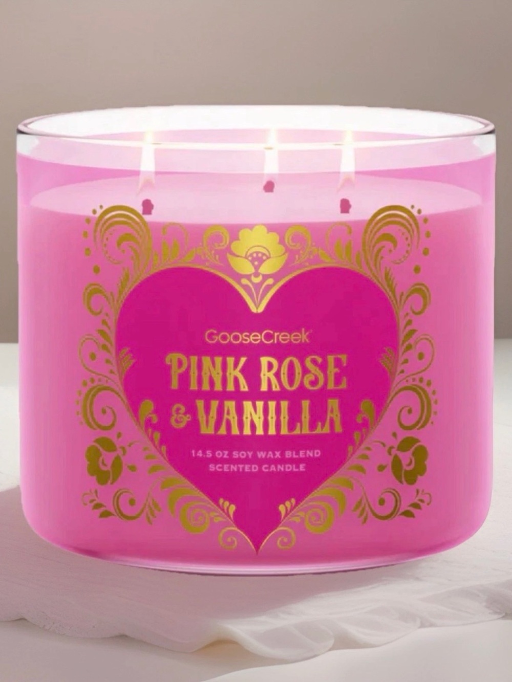 Goose Creek Pink Rose & Vanilla Scented Candle - Pink